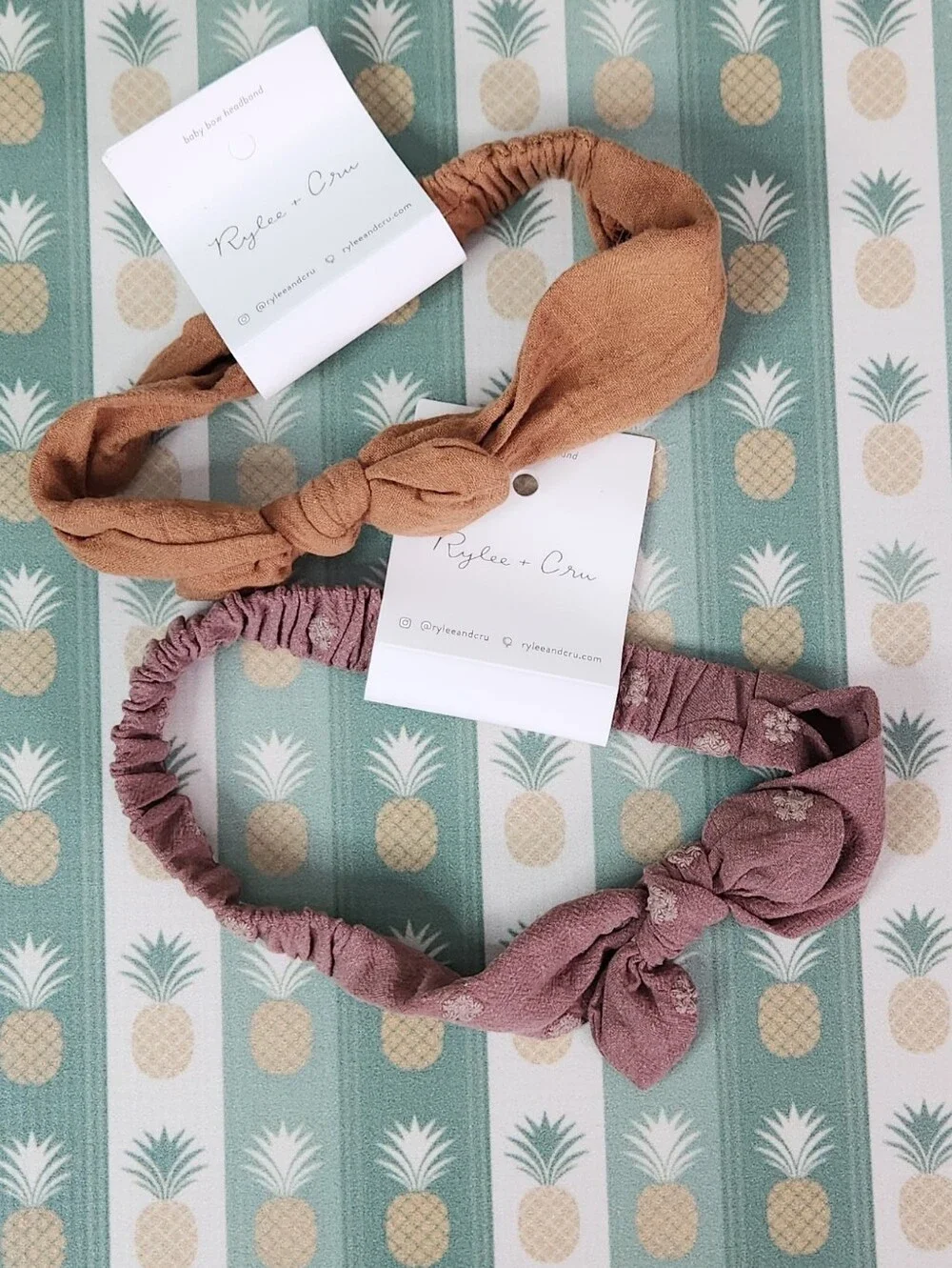 Rylee + Cru Knotted Headband Duo in Tan and Mauve